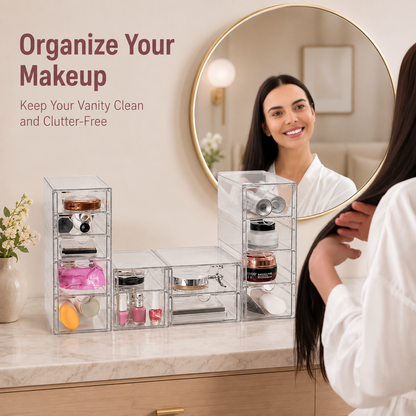 12-Drawer Acrylic Makeup Organizer