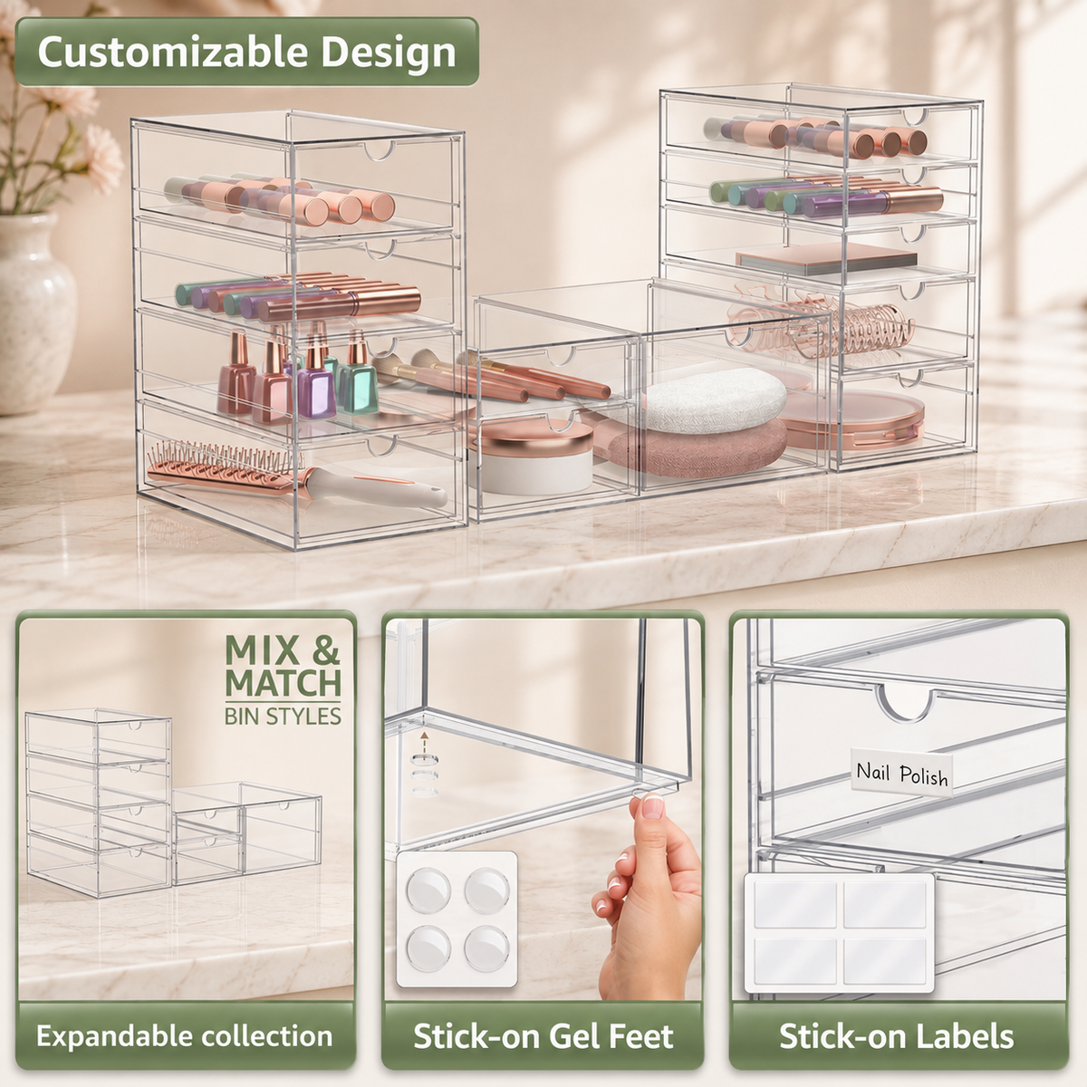 12-Drawer Acrylic Makeup Organizer